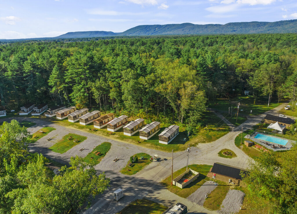 drone view of lake george campsites