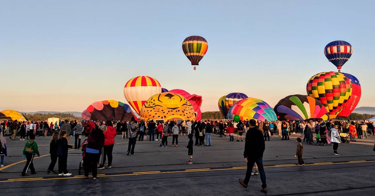 crowd at a hot air balloon festival