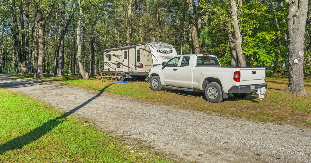 RV camper and truck