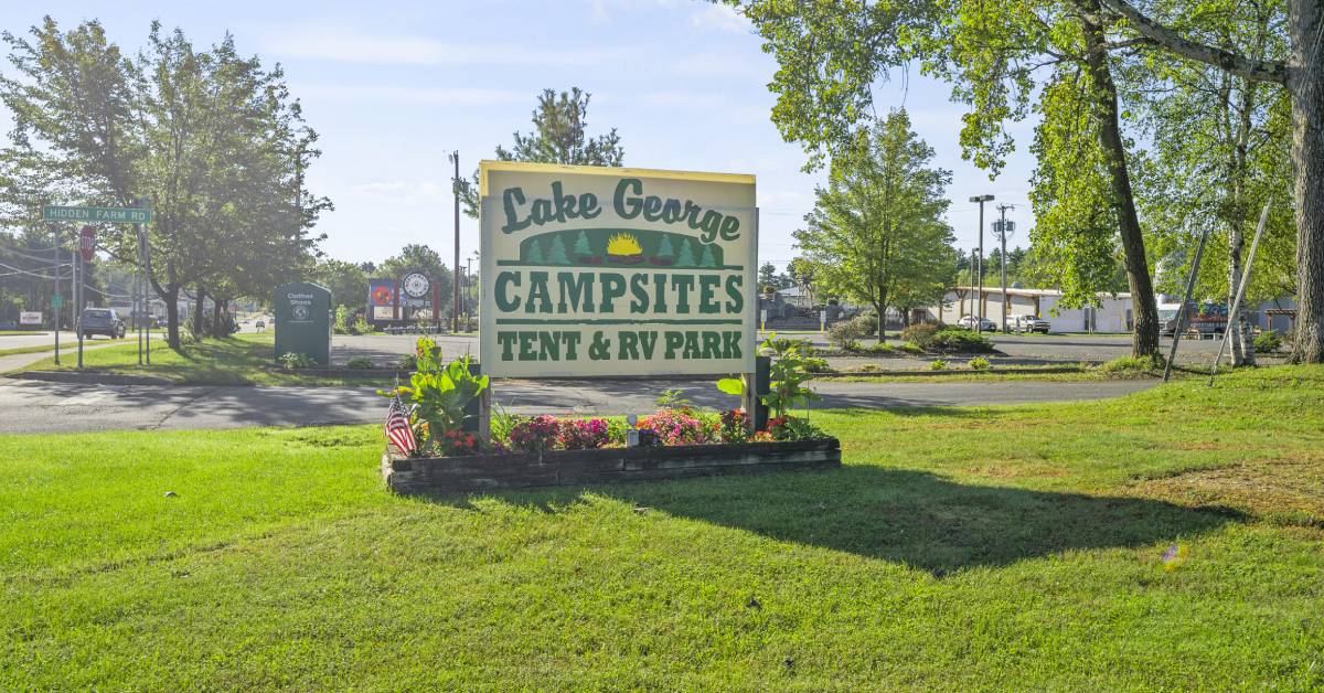 Lake George Campsites sign at entrance