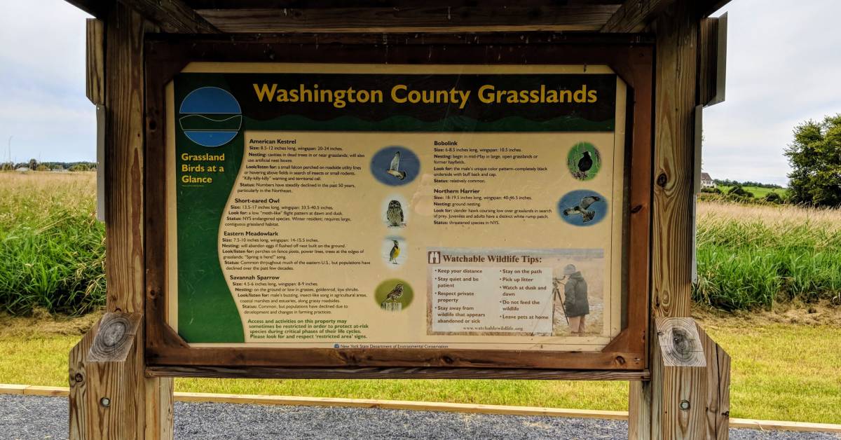 Washington County Grasslands sign