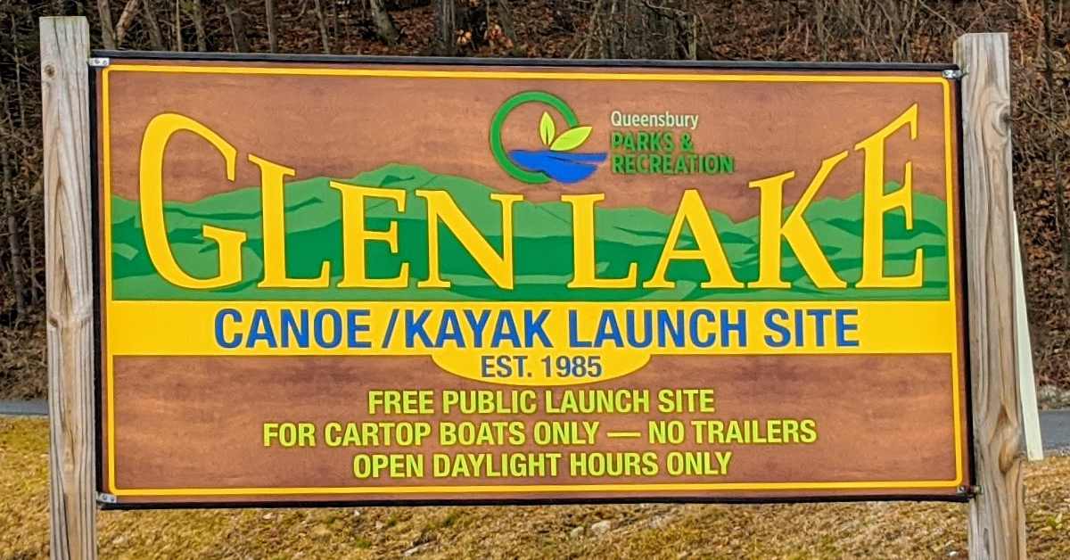 glen lake canoe kayak launch site sign
