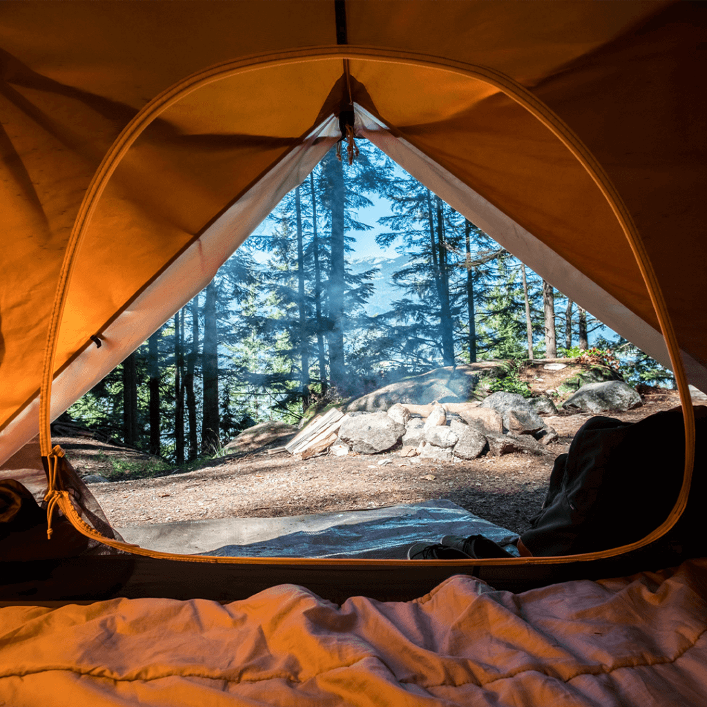 inside of a camping tent looking out