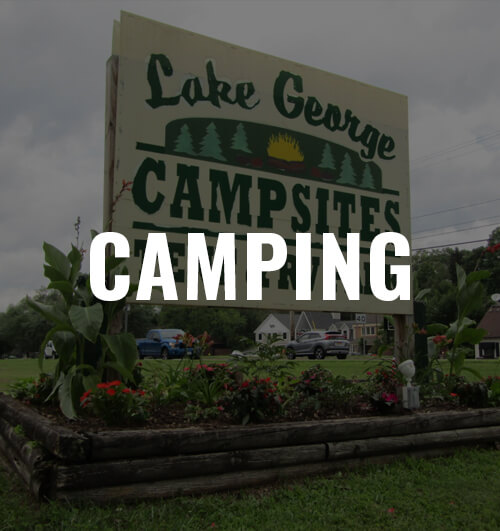 lake george campsites sign with overlay text that says camping