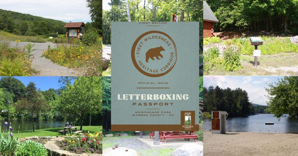 collage of parks, center image first wilderness heritage corridor letterboxing passport