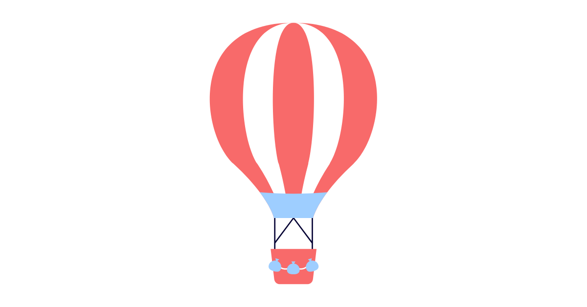 red and white striped hot air balloon