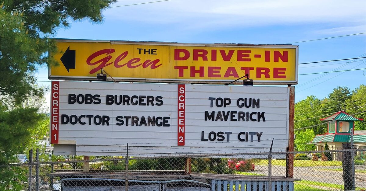 Glen Drive-In Theatre entrance sign